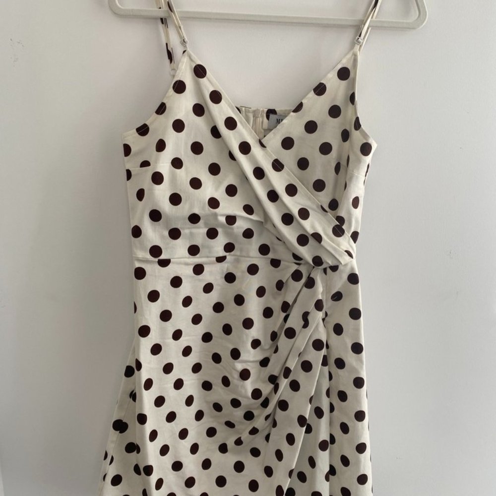 Musier Paris White And Brown Polka Dot Mini Dress Sz 38